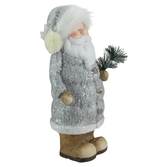 Northlight Ceramic Santa Holding Pine Sprig Christmas Figure - 18" Brown {3}