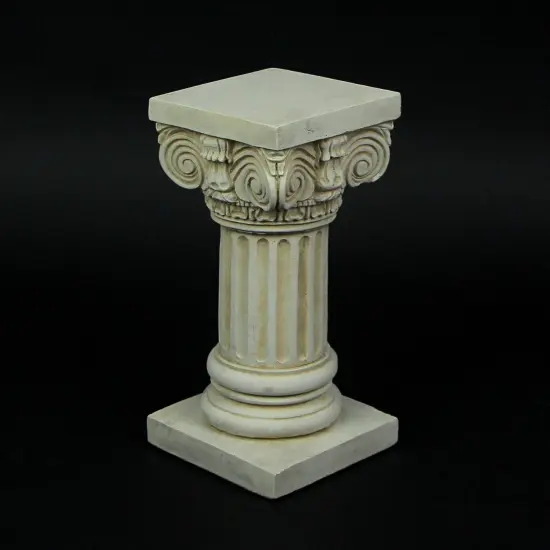 Antique White Solid Concrete Roman Ionic Column Pillar Pedestal 8.25 Inches High {5}
