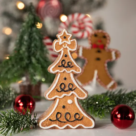 Northlight 6.25" Frosted Gingerbread Christmas Tree Figurine Brown {3}