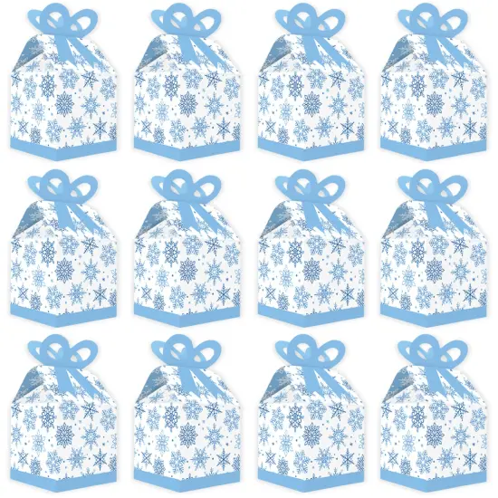 Big Dot of Happiness Blue Snowflakes - Square Favor Gift Boxes - Winter Holiday Party Bow Boxes - Set of 12 {6}