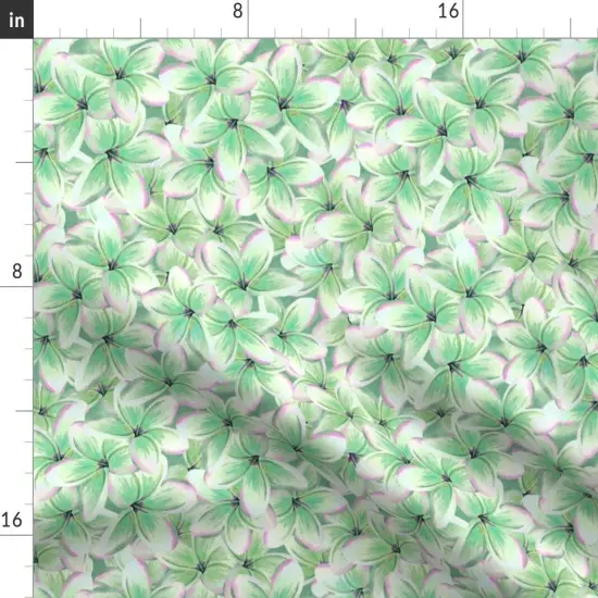 Various Fabrics by the Yard or Fat Quarter Floral Light Green Ditsy Botanical Frangipani Hawaii Custom Printed Fabric by Spoonflower {2}