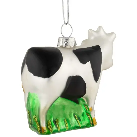 Northlight 3" White and Black Cow Glass Christmas Ornament {5}