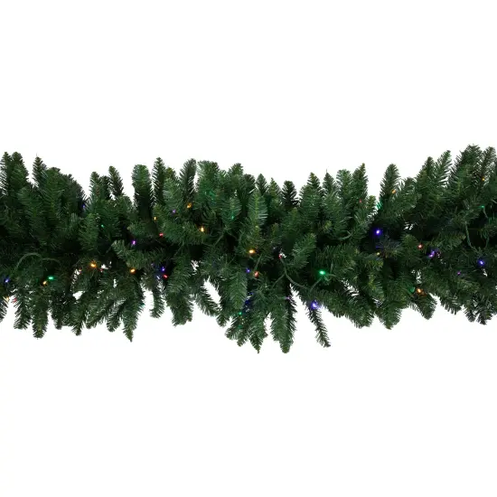 Northlight Pre-Lit Buffalo Fir Christmas Garland - 25' x 20" - Multi-Color LED Lights Green {6}