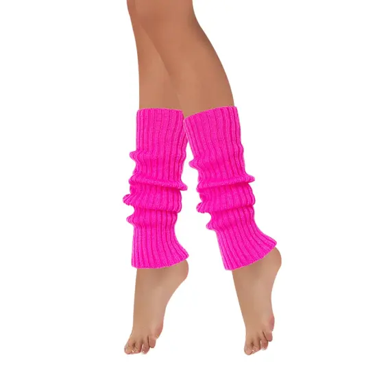 Wrapables 80's Style Neon Fluorescent Ribbed Leg Warmers Black {8}
