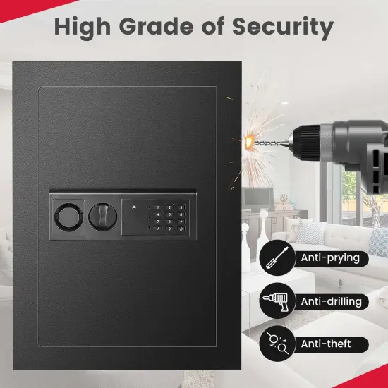 Costway 0.8CF Digital Flat Recessed Wall Safe Home Security Lock Gun Cash Box Locking {6}