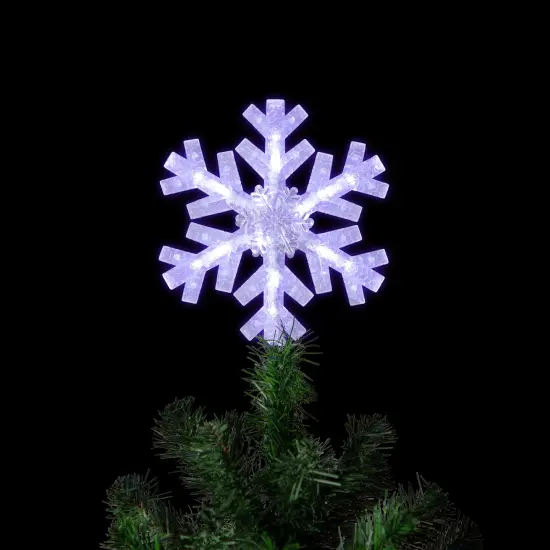 Northlight 14.75" LED Lighted Clip-On Snowflake Christmas Tree Topper, White Lights {4}