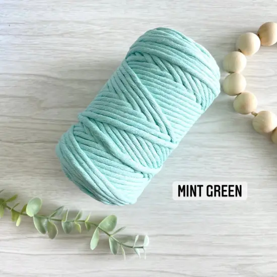 3mm Single Strand Macrame Cotton Cord, 23 Beautiful Colors, Macrame Wall Hanging, Plant Hangers, Cotton Rope for Macrame Mint Green {1}