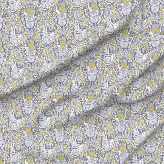 Various Fabrics by the Yard or Fat Quarter Exotic Damask Tropical Fruit Monkey Parrot Arts And Crafts Lemon Tree Yellow Gray Grey Custom Printed Fabric by Spoonflower {6}