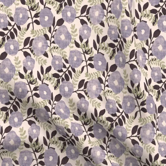 Various Fabrics by the Yard or Fat Quarter Purple Gray Florals Lavender Leaves Beige Cream Nature Botanical Faux Textured Look Custom Printed Fabric by Spoonflower {5}