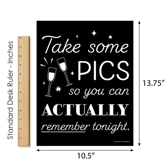 Big Dot of Happiness Take Some Pics Funny Photo Booth Sign - Printed on Sturdy Plastic Material - 10.5 x 13.75 inches - Sign with Stand - 1 Piece {7}