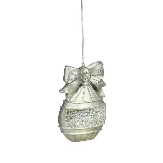 Melrose 4" Metallic Silver Mosaic Glass Disk Christmas Ornament {3}