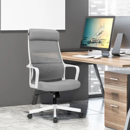 Costway Adjustable Mesh Office Task Chair Heating Lumbar Support Headrest Grey\Black {2}