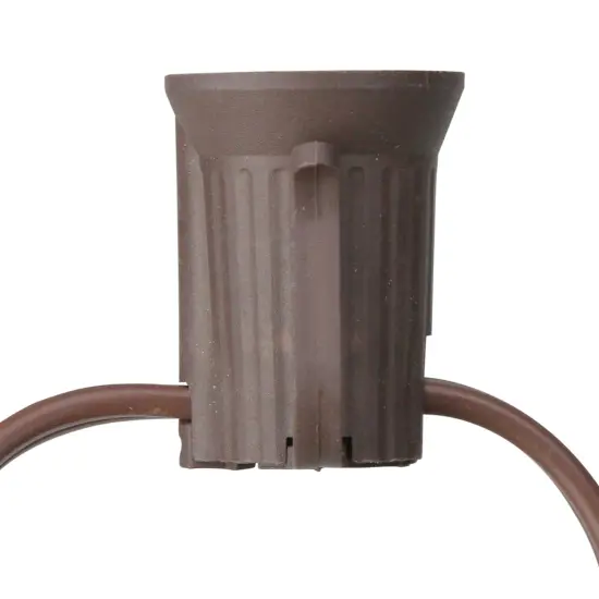 Northlight Commercial Grade C9 Christmas Light Socket Set - 25' Brown Wire - 18 Gauge {3}