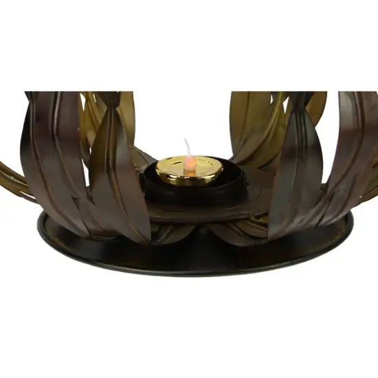 Napco 10" Brown and Green Pumpkin Thanksgiving Votive Candle Holder {3}