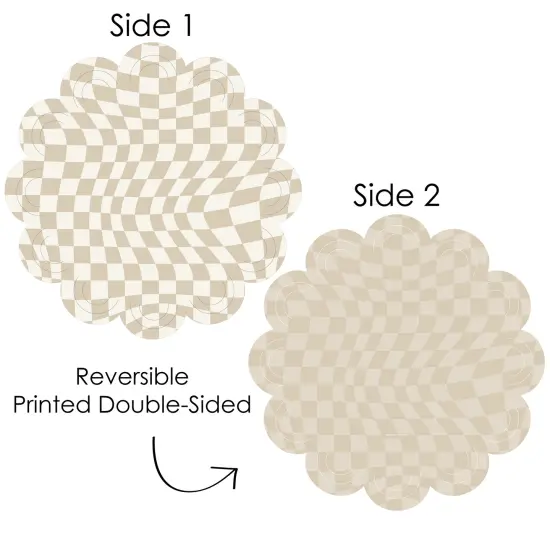 Big Dot of Happiness Tan Checkered Party - Round Table Decorations - Paper Chargers - Place Setting For 12 {4}