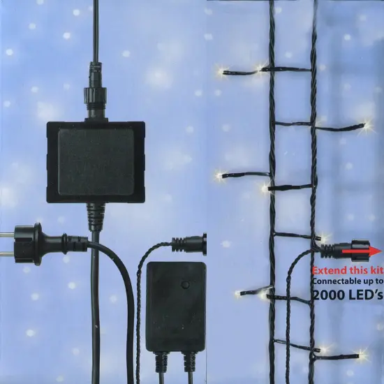 Kaemingk 8-Mode LED Starter Kit with 2 Sets of Warm White Christmas Lights - Black Wire {1}