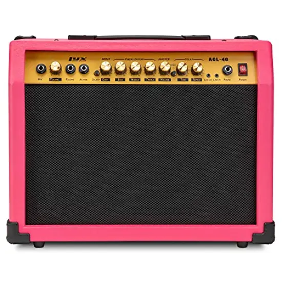 LyxPro Electric Guitar Amp, 40 Watt Portable Amplifier Pink {1}