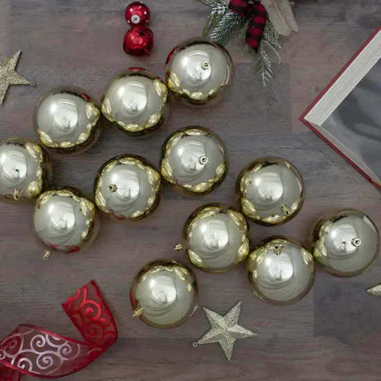 Northlight Shatterproof Shiny Christmas Ball Ornaments - 4" (100mm) - Champagne Gold - 12ct {3}