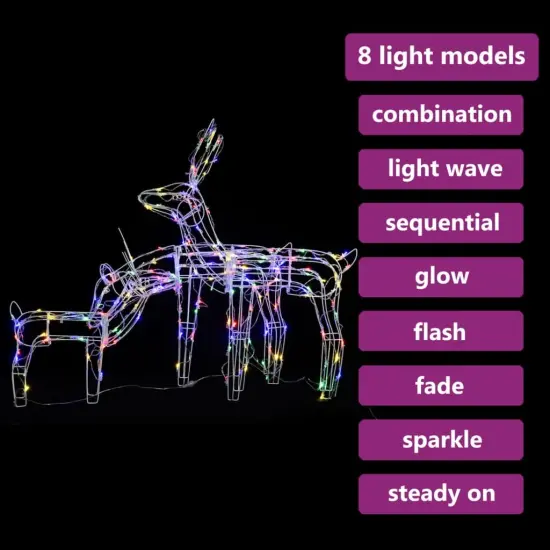 3 Piece Christmas Light Display Reindeers with 229 LEDs Multicolour {4}