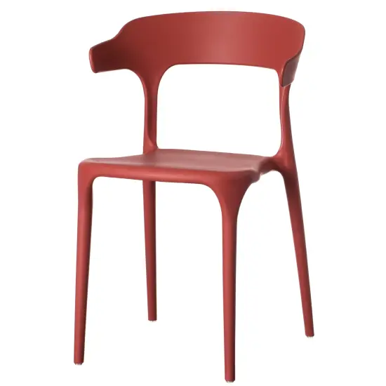 Modern Plastic Outdoor Dining Chair with Open U Shaped Back Single Red {1}