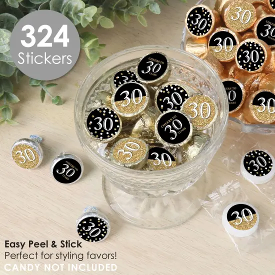Big Dot of Happiness Adult 30th Birthday - Gold - Birthday Party Small Round Candy Stickers - Party Favor Labels - 324 Count {3}