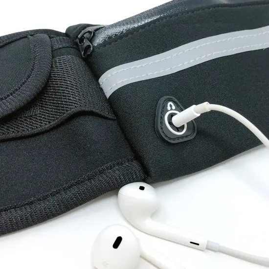 Wrapables Adjustable Neoprene Running Belt, Waterproof Fanny Pack, Workout Pouch for Running Jogging Hiking Black {5}