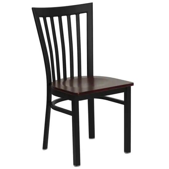 Emma and Oliver School House Back Metal Restaurant Dining Chair Mahogany/BlackMetal {1}