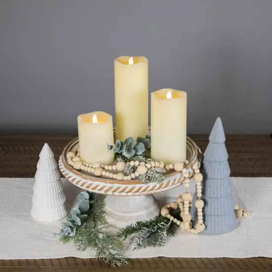 Northlight LED Flickering Flameless Wax Pillar Candles - 8" - Cream - Set of 3 Ivory {3}