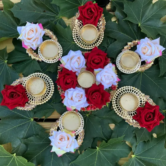Handcrafted Rose Rangoli Set, Rangoli Decoration, Rangoli Set, Deepavali Deewali, Diwali Decor, Diwali Gift, Diwali Diya, Holiday Gift {1}
