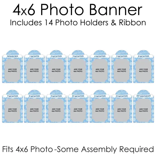Big Dot of Happiness Blue Snowflakes 1st Birthday - DIY Boy Winter ONEderland Party Decor - 1-12 Monthly Picture Display - Photo Banner {6}