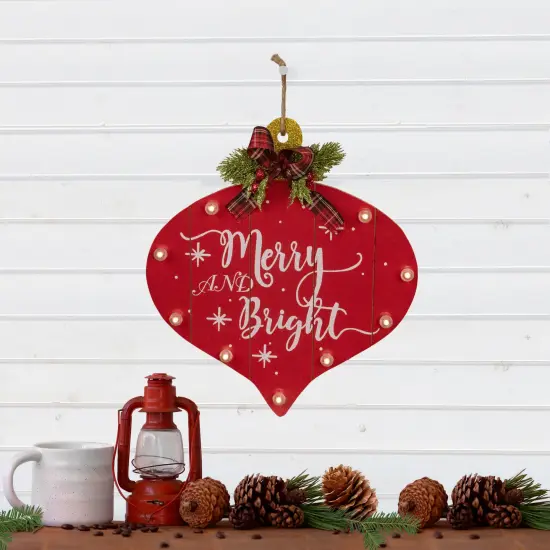 Northlight 13.75" Red Onion Ornament "Merry And Bright" Christmas Sign {3}