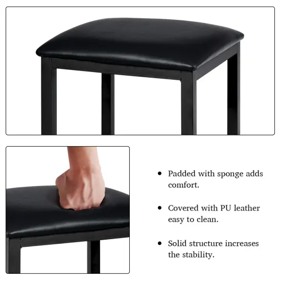 3 Piece Counter Height Dining Set Faux Marble Table Brown {6}