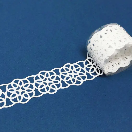 Wrapables Hollow Lace Pattern Washi Masking Tape 2M Length Total (Set of 2) White Geometric {5}