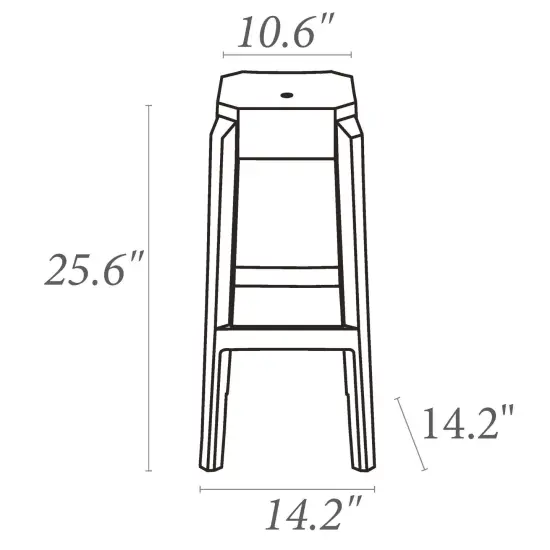 Luxury Commercial Living 25.6" Red Glossy Outdoor Patio Solid Counter Stool {6}