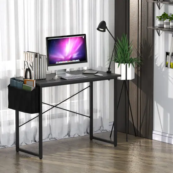 Costway 40''Modern Computer Desk Study Writing Table w/ Storage Bag Black/Coffee/Brown {3}