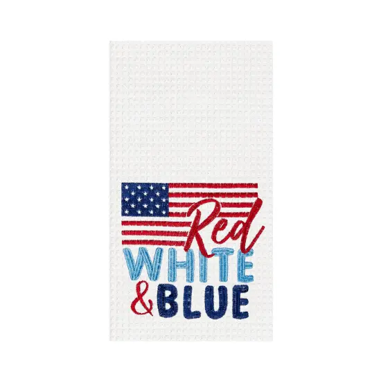 Red White & Blue Flag Patriotic 4th of July Cotton Kitchen Towel Dishtowel Decoration {1}