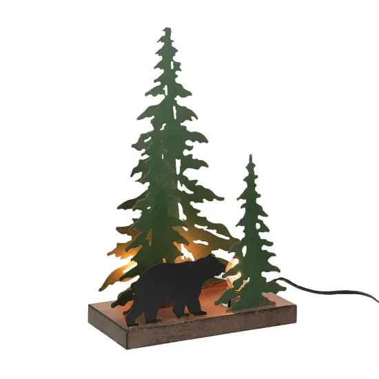 Rustic Metal Black Bear Forest Accent Lamp Decorative Woodland Cabin Home Decor {3}