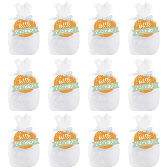 Big Dot of Happiness Little Pumpkin - Fall Birthday Party or Baby Shower Clear Goodie Favor Bags - Treat Bags With Tags - Set of 12 {7}