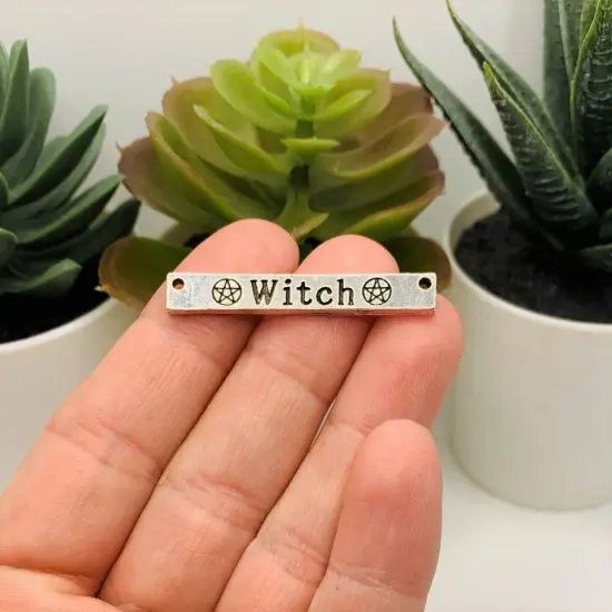 4 or 20 Pieces: Silver Witch Wiccan Bar Connector Charms {3}