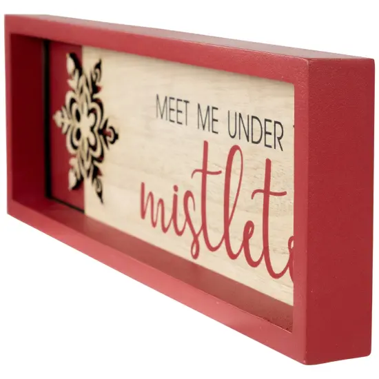 Northlight Framed "Meet Me Under the Mistletoe" Christmas Wall Decoration - 11.75" - Red {6}