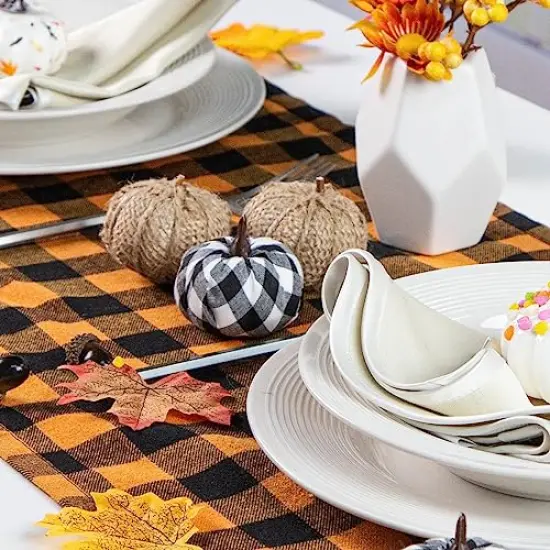 DomeStar 8PCS Pumpkins for Thanksgiving Table Decorations, Assorted Artificial Pumpkins Fabric Pumpkins for Decorating Fall Harvest Farmhouse Halloween Fall Wedding Decor {5}