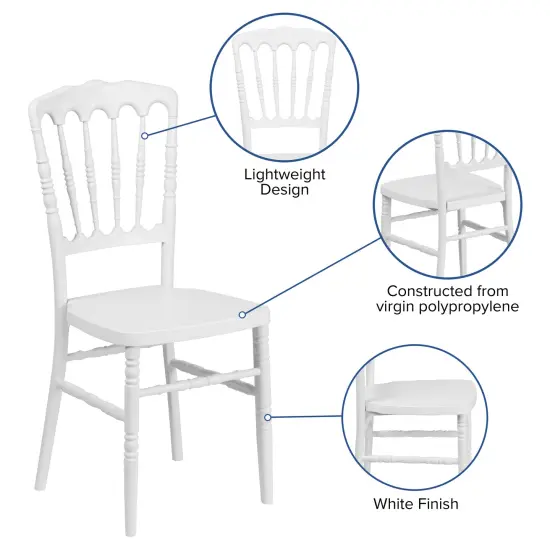 Emma and Oliver Wedding & Event Resin Stacking Napoleon Dining Chair White {2}