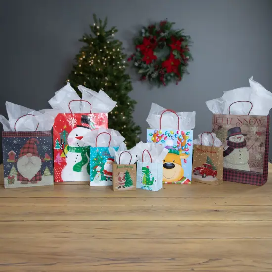 Northlight 20-Count Assorted Paper Christmas Themed Gift Bags Multi {3}