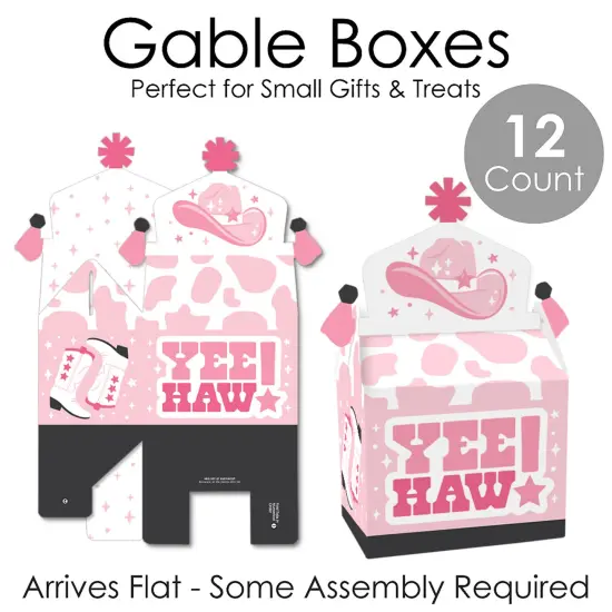 Big Dot of Happiness Rodeo Cowgirl - Treat Box Party Favors - Pink Western Party Goodie Gable Boxes - Set of 12 {7}