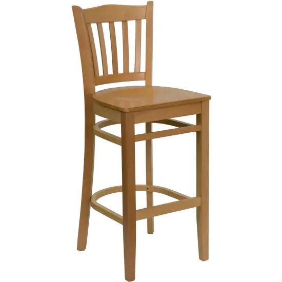 Emma and Oliver Vertical Slat Back Wooden Restaurant Dining Barstool NaturalWood {1}