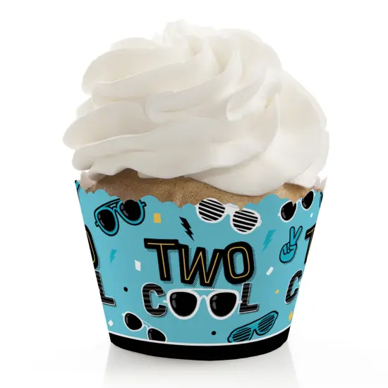 Big Dot of Happiness Two Cool - Boy - Blue 2nd Birthday Party Decorations - Party Cupcake Wrappers - Set of 12 {1}