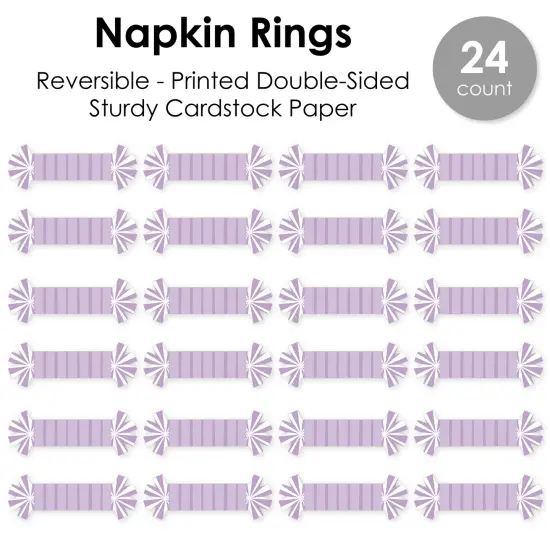 Big Dot of Happiness Purple Stripes - Simple Party Paper Napkin Holder - Napkin Rings - Set of 24 {7}