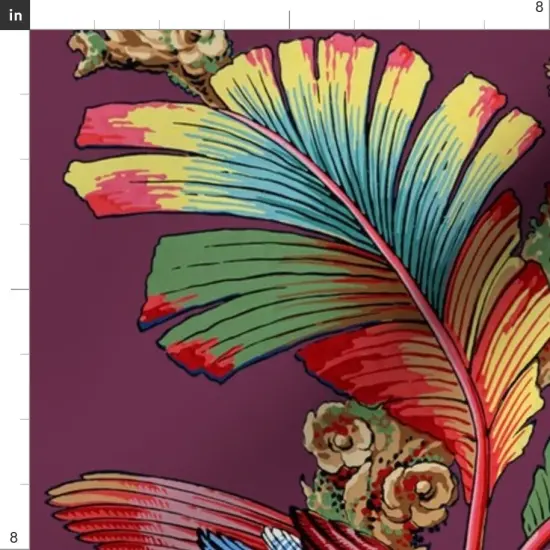 Various Fabrics by the Yard or Fat Quarter Purple Antique Birds Palm Jungle Tropical Magenta Burgundy Wine Mauve Botanical Parrot Victorian Edwardian Art Nouveau Large Scale Custom Printed Fabric by Spoonflower {4}