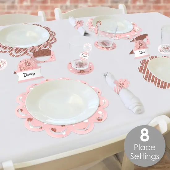 Big Dot of Happiness 1st Birthday Little Miss Onederful - Girl First Birthday Party Paper Charger & Table Decorations Chargerific Kit for 8 {3}