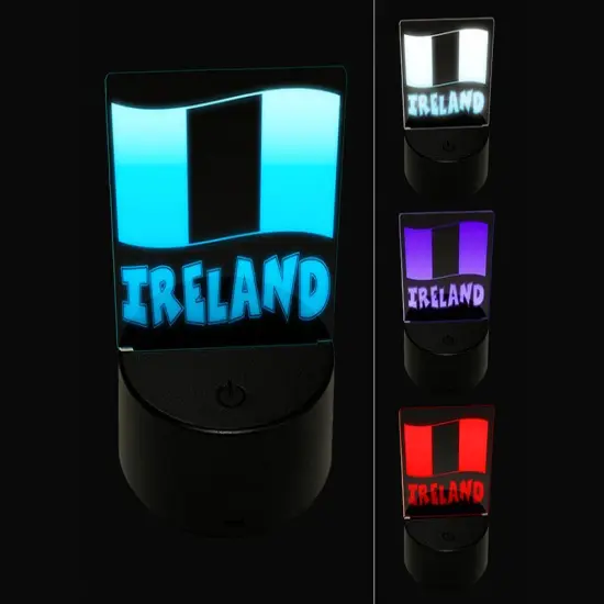 Ireland with Waving Flag Cute 3D Illusion LED Night Light Sign Nightstand Desk Lamp {1}